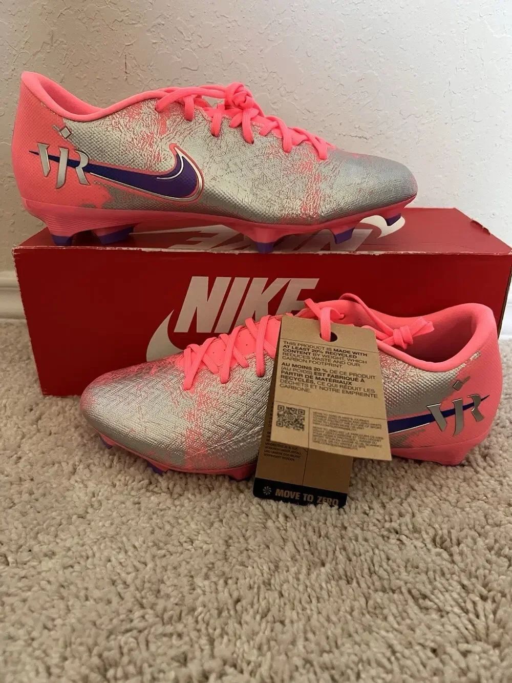 Nike Mecurial Vapor 16 VJR FG MG Cleat Pink Soccer IM3645-640 Men Size 8 New
